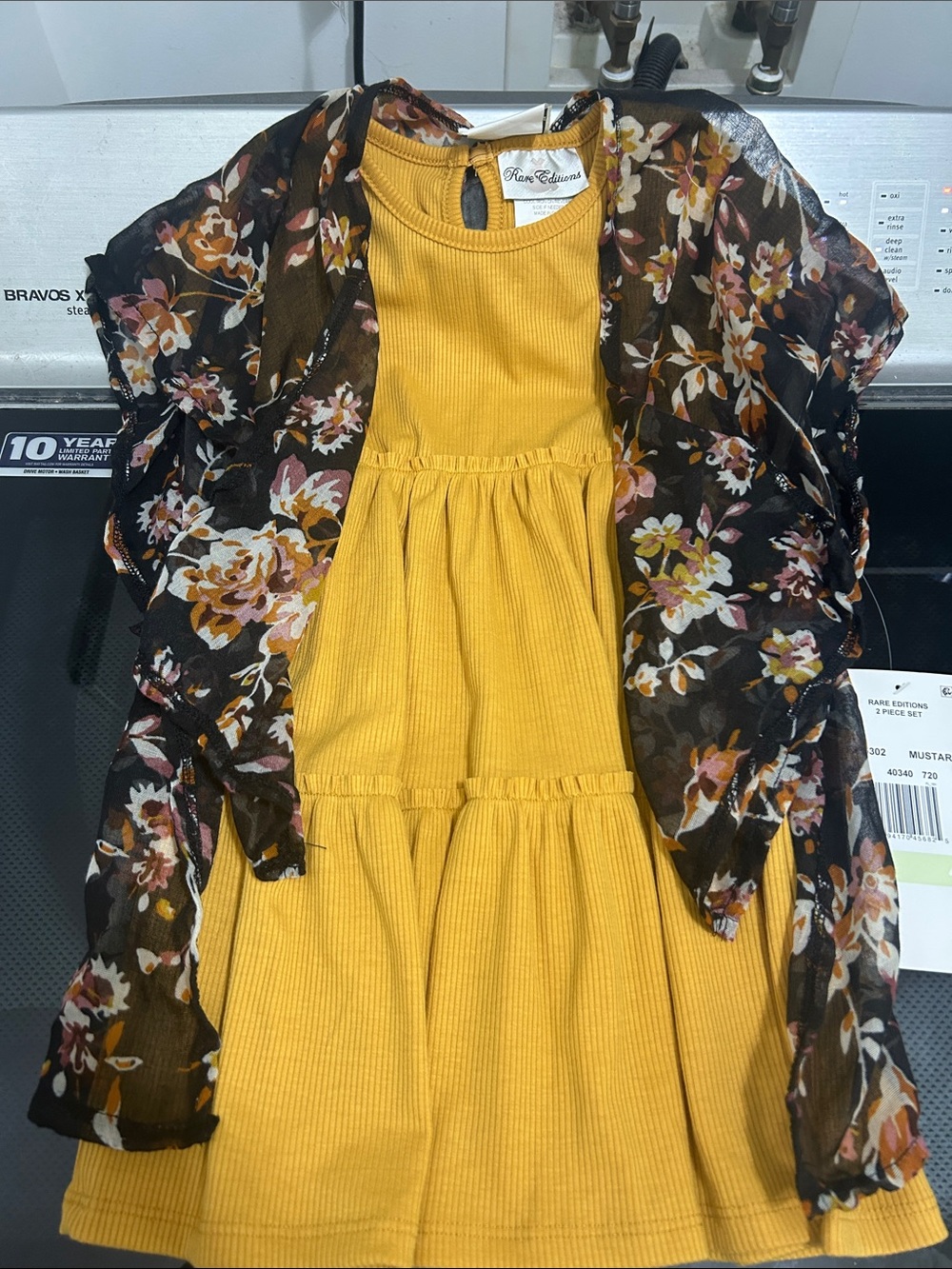 Girls size 4 new nwt casual dress mustard honey yellow fall autumn kimono jacket